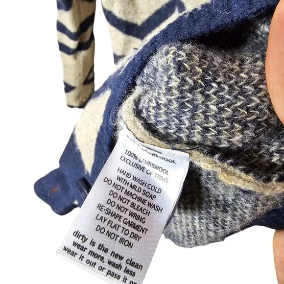 Toad & Co 100% Lambs Wool Cardigan Cream & Navy Warm Sweater - Picture 5 of 6
